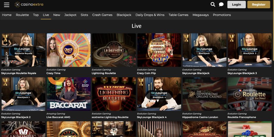 Capture d'écran Casino Extra - live casino