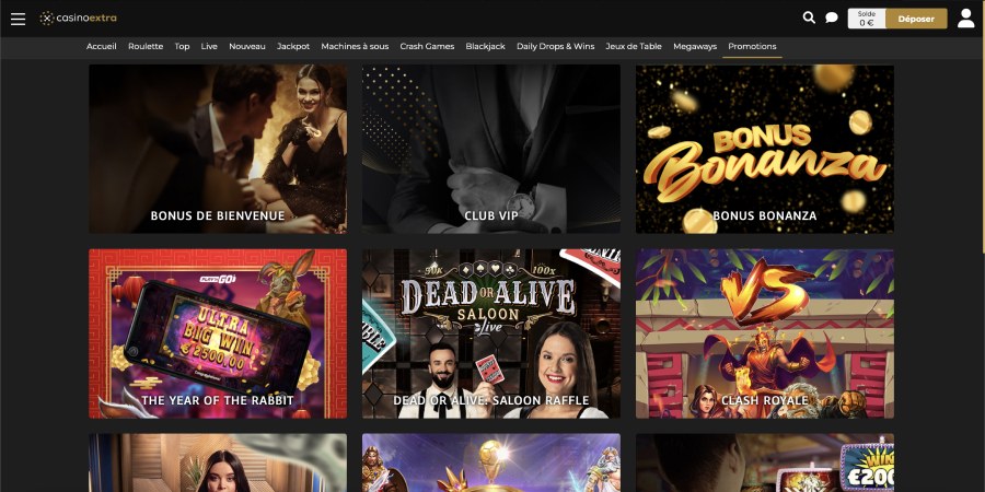 Capture d'écran Casino Extra - promotions
